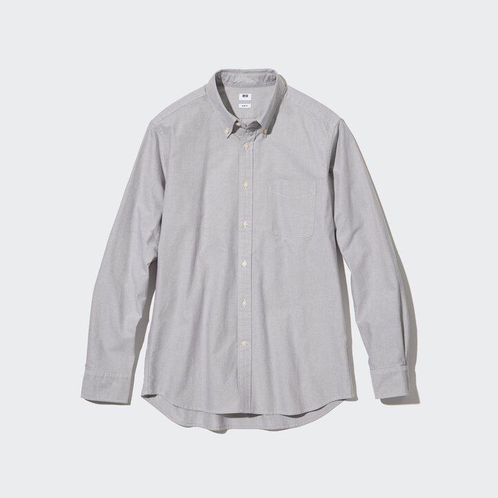 camisas oxford ajustadas grises de uniqlo para hombre
