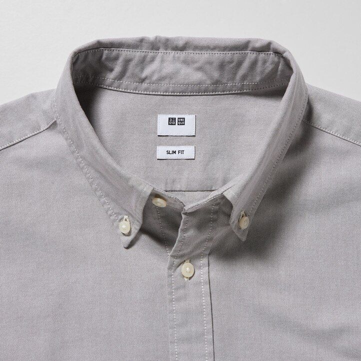camisas oxford ajustadas grises de uniqlo para hombre