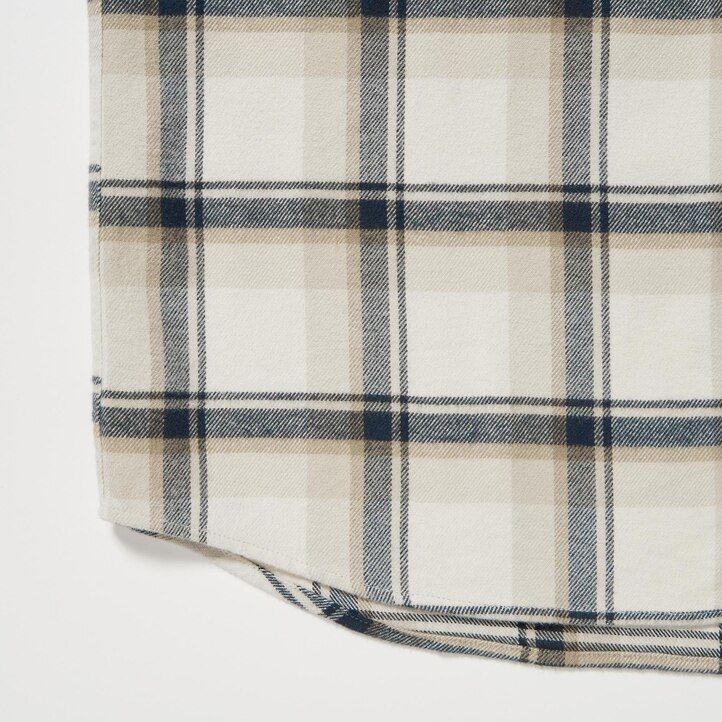 camisas uniqlo de franela de corte regular a cuadros con cuello regular para hombre en beige