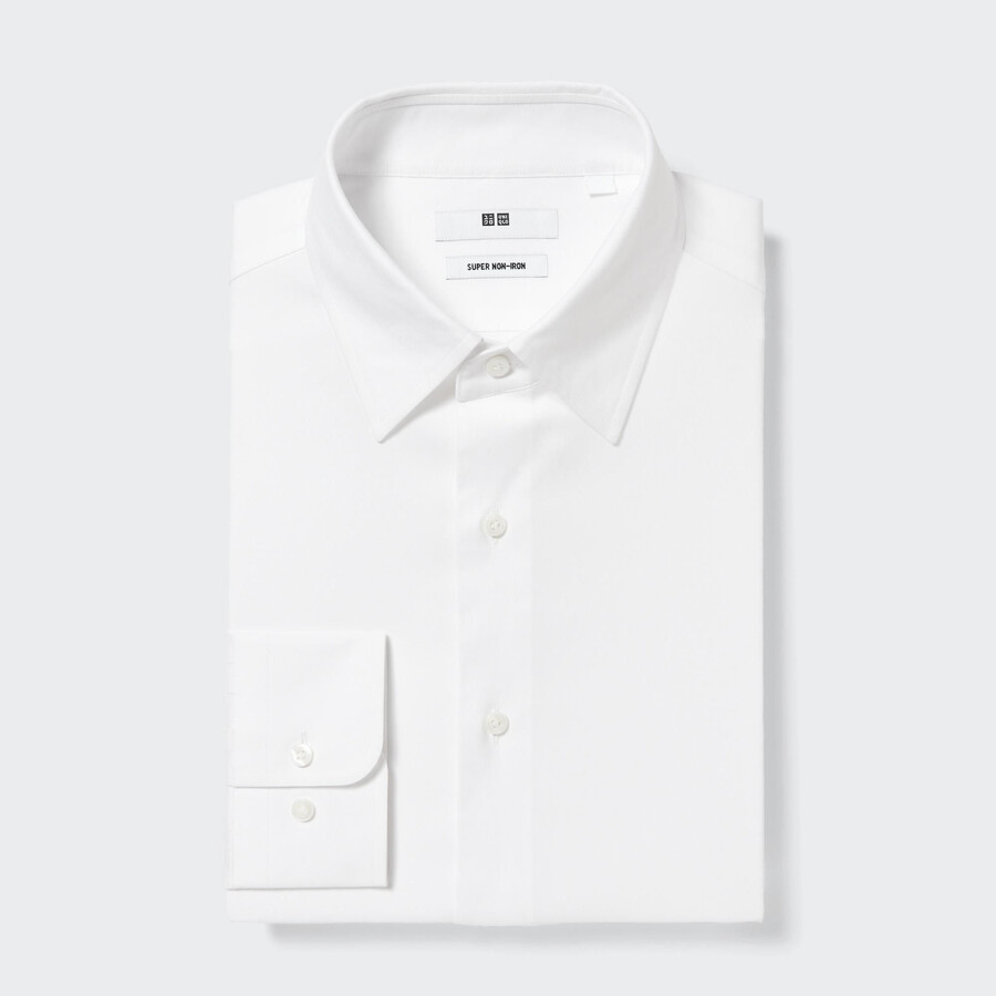camiseta uniqlo super non iron regular fit para hombre blanca con cuello regular