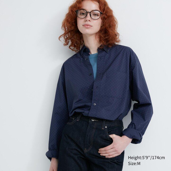 camisas uniqlo de algodón extrafino con cuello abotonado estampadas de corte regular y de tela ancha para hombre color blanco