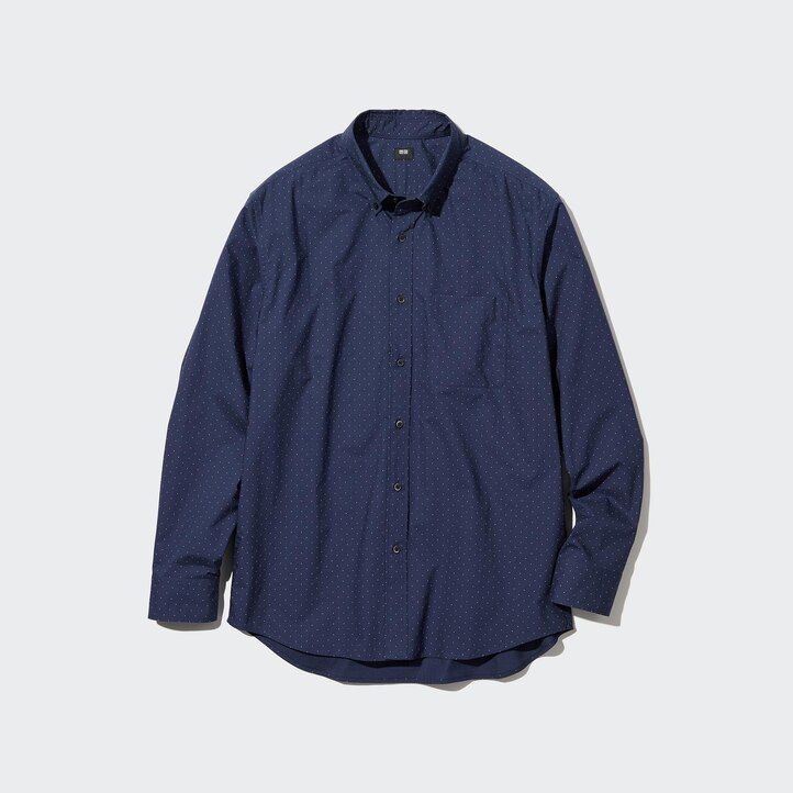 camisas uniqlo de algodón extrafino con cuello abotonado estampadas de corte regular y de tela ancha para hombre color blanco
