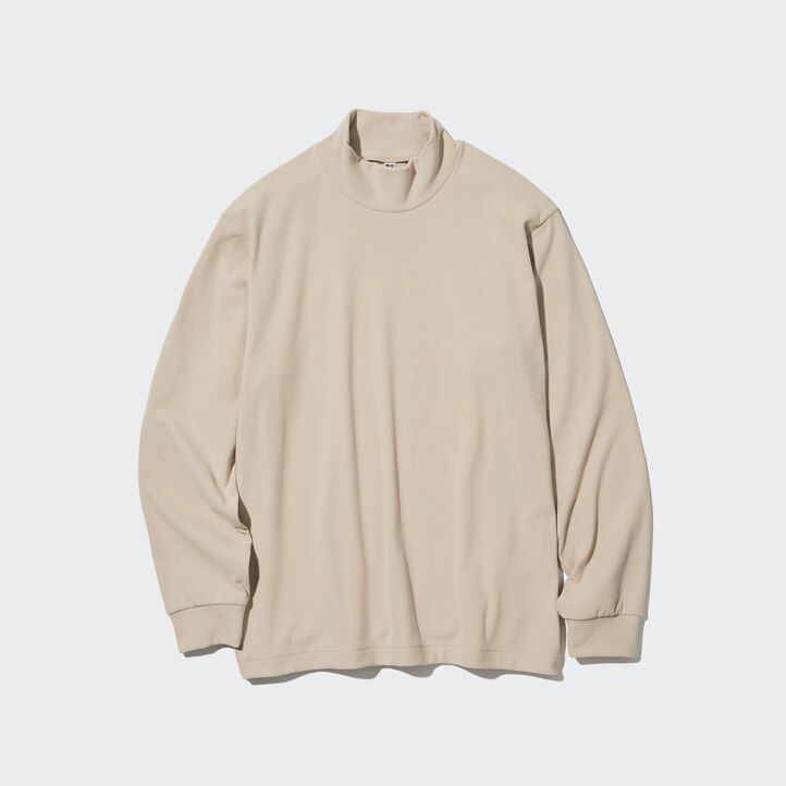 camisetas de manga corta con cuello alto y tejido polar elástico uniqlo para hombre en azul