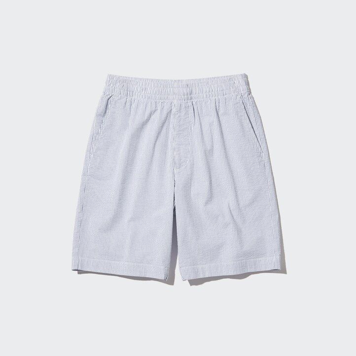 pantalones de hombre uniqlo dry stretch seersucker easys azules