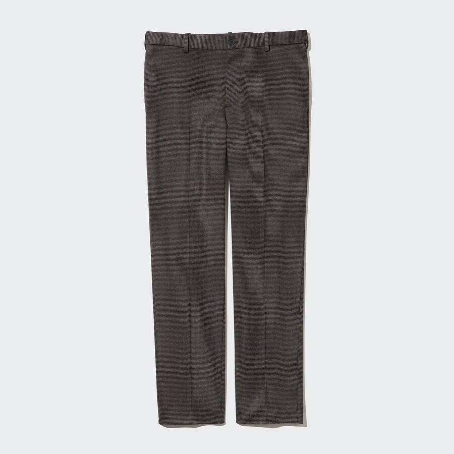pantalones tobilleros uniqlo smart houndstooth para hombre en marrón oscuro