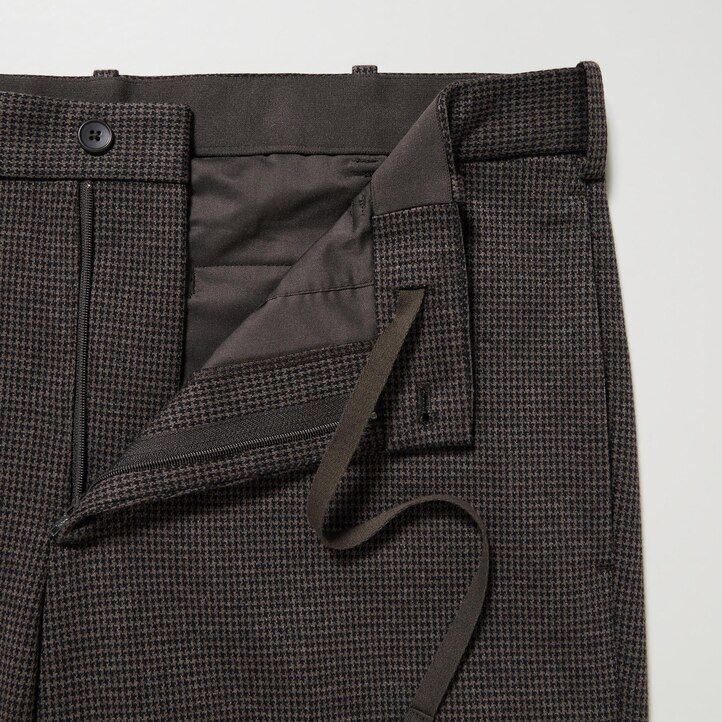 pantalones tobilleros uniqlo smart houndstooth para hombre en marrón oscuro