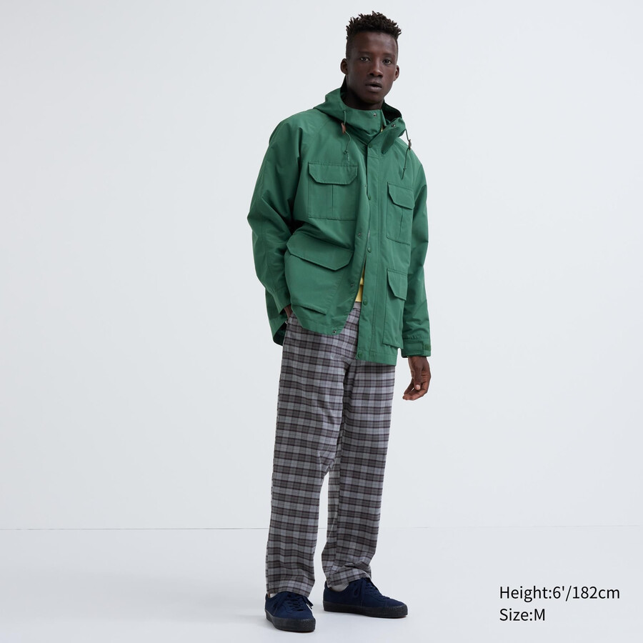 pantalones tobilleros de franela gris uniqlo con estampado sencillo para hombre