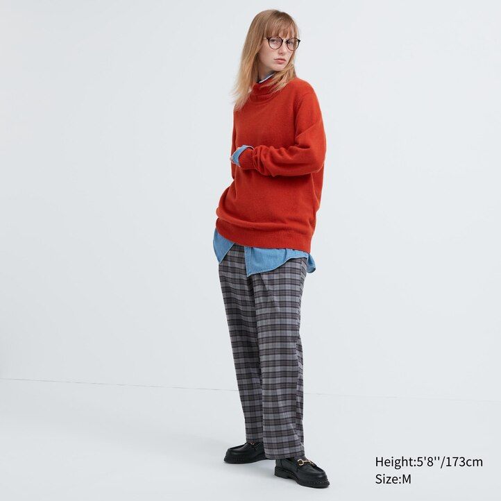 pantalones tobilleros de franela gris uniqlo con estampado sencillo para hombre