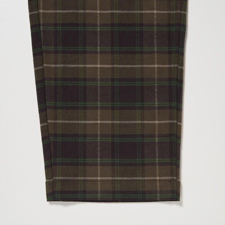 pantalones tobilleros de franela uniqlo marrón oscuro con estampado sencillo para hombre