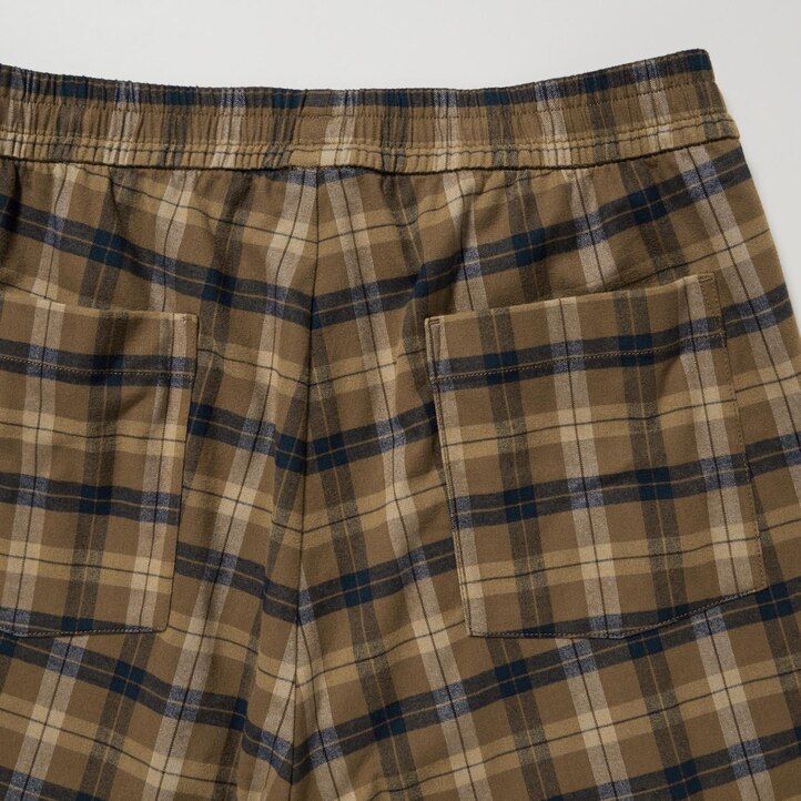 pantalones tobilleros de franela con estampado sencillo de uniqlo para hombre color marrón