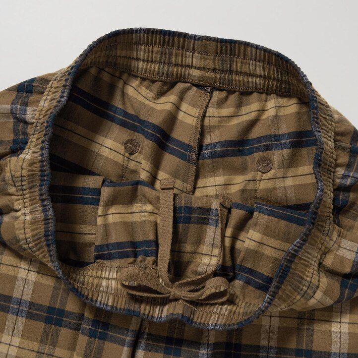 pantalones tobilleros de franela con estampado sencillo de uniqlo para hombre color marrón