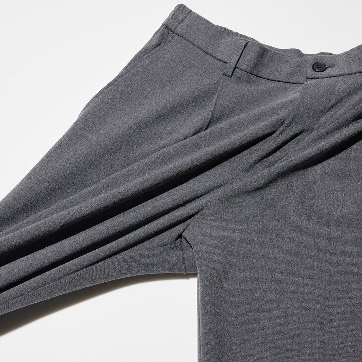pantalones anchos plisados uniqlo grises para hombre