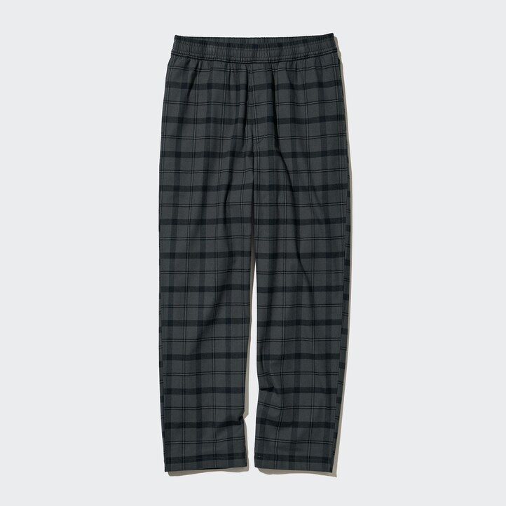 pantalones tobilleros de franela uniqlo con estampado sencillo para hombre gris oscuro