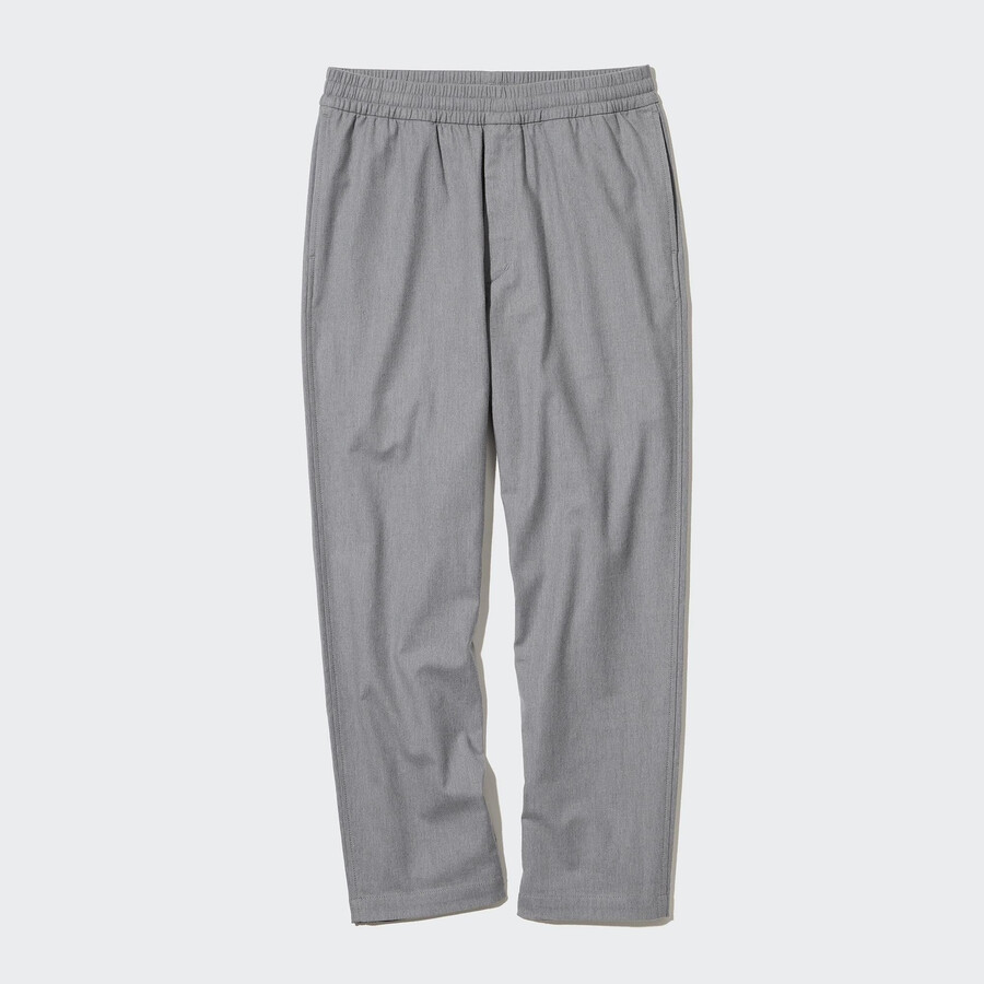 pantalones tobilleros de franela uniqlo para hombre color gris