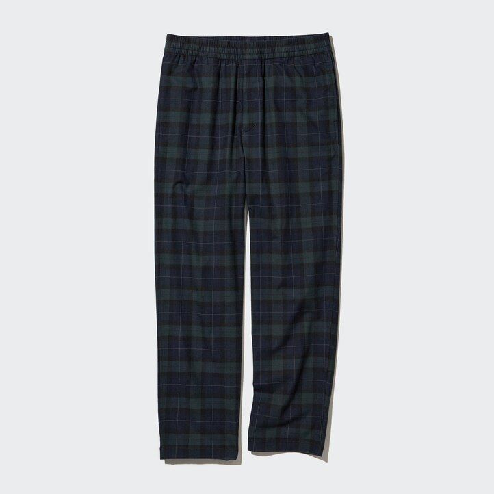 pantalones tobilleros de franela uniqlo con estampado sencillo para hombre color verde oscuro