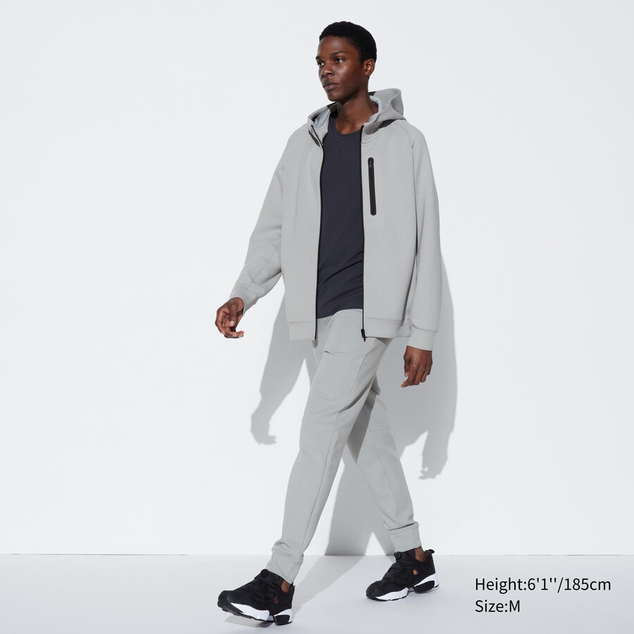 pantalones elásticos secos uniqlo para hombre gris claro