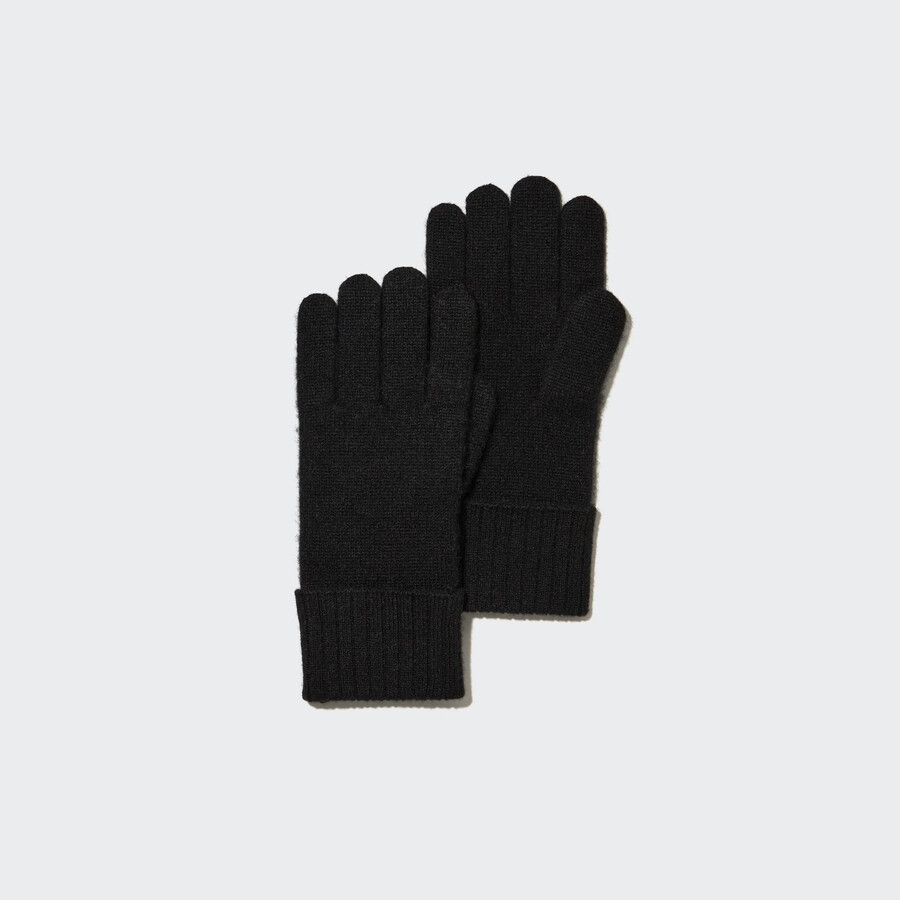 guantes de punto uniqlo 100pctshmere para mujer color negro