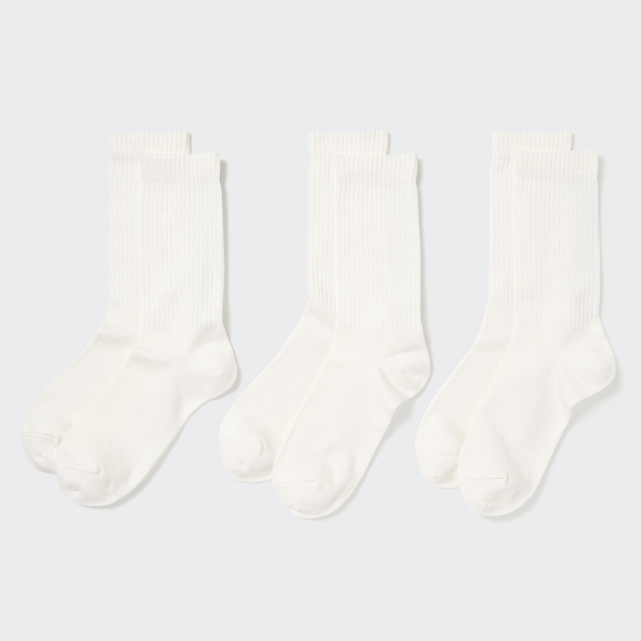 calcetines blancos de canalé de tres pares para mujer de uniqlo