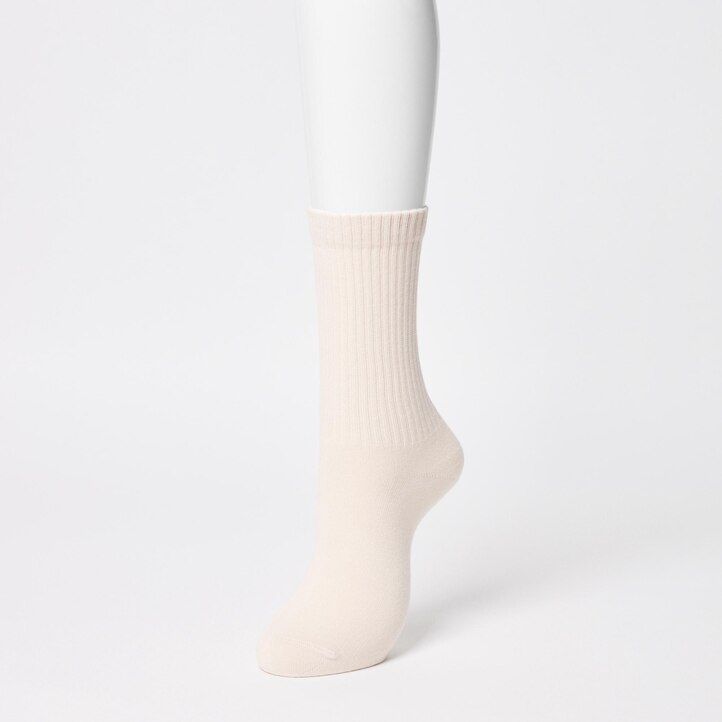 calcetines blancos de canalé de tres pares para mujer de uniqlo