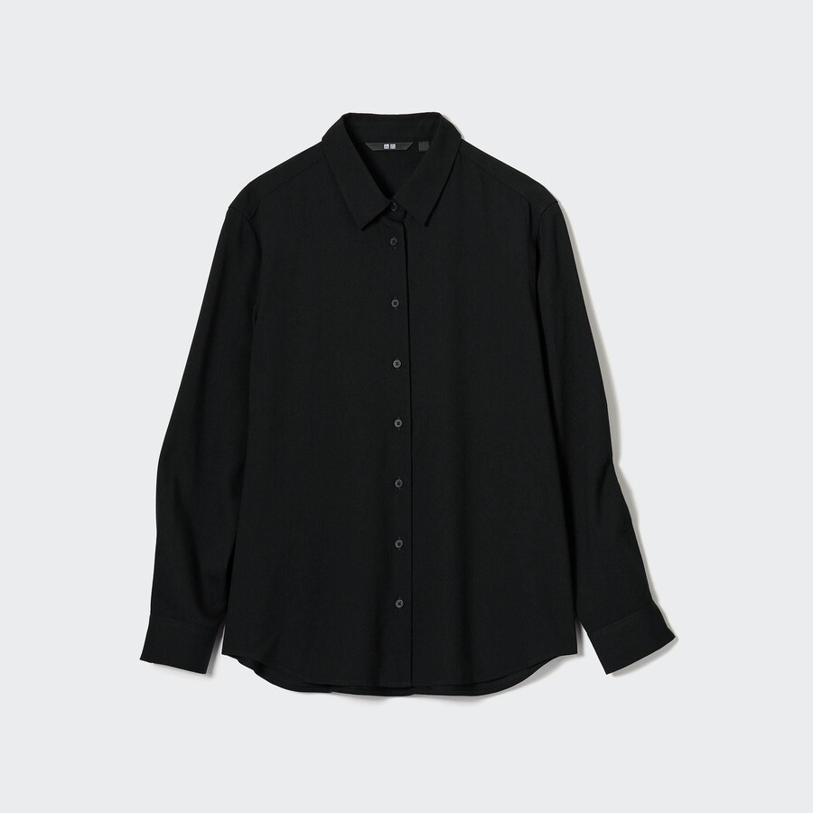 blusa negra con mangas de rayón uniqlo para mujer