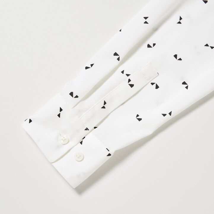 blusa blanca con mangas estampadas de rayón uniqlo para mujer