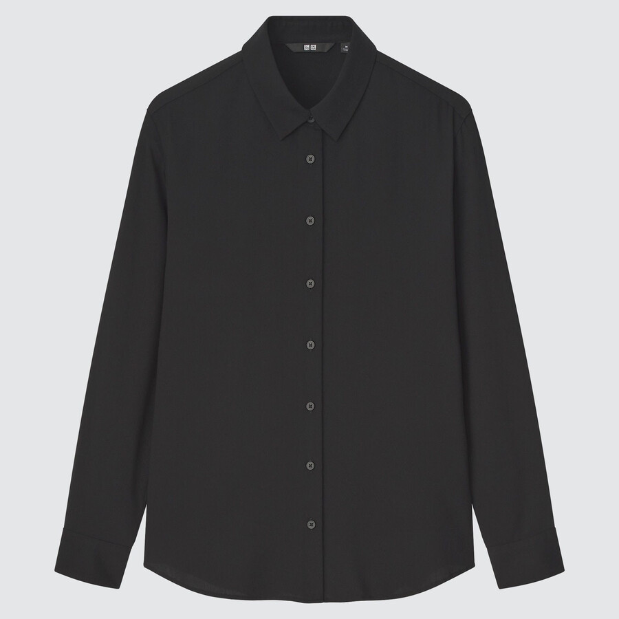 blusa negra con mangas de rayón uniqlo para mujer
