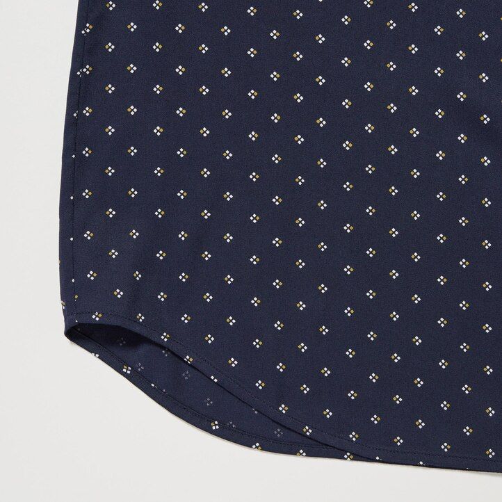blusa de mujer con mangas estampadas de rayón uniqlo azul marino