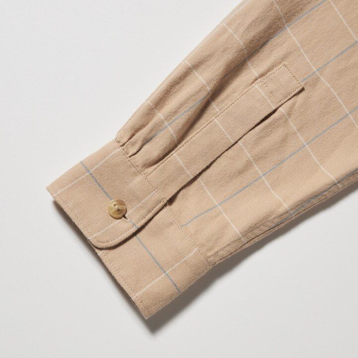 blusa uniqlo blanca con mangas a cuadros suaves y cepillados para mujer