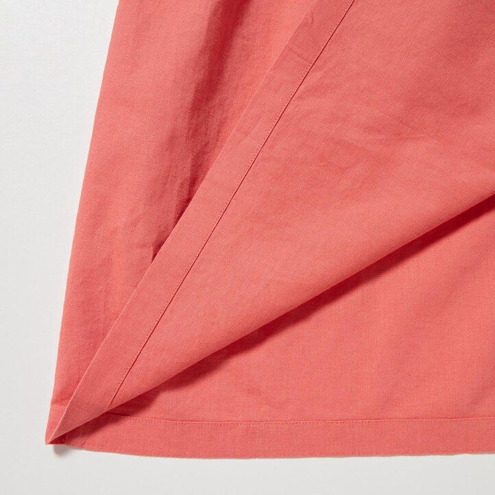 vestido uniqlo de mezcla de lino con mangas voluminosas y fruncido para mujer color oliva