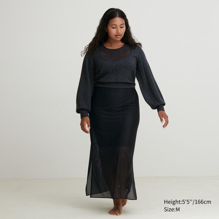 vestido maxi sin mangas de malla uniqlo marrón para mujer