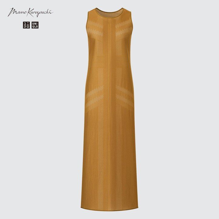 vestido maxi sin mangas de malla uniqlo marrón para mujer