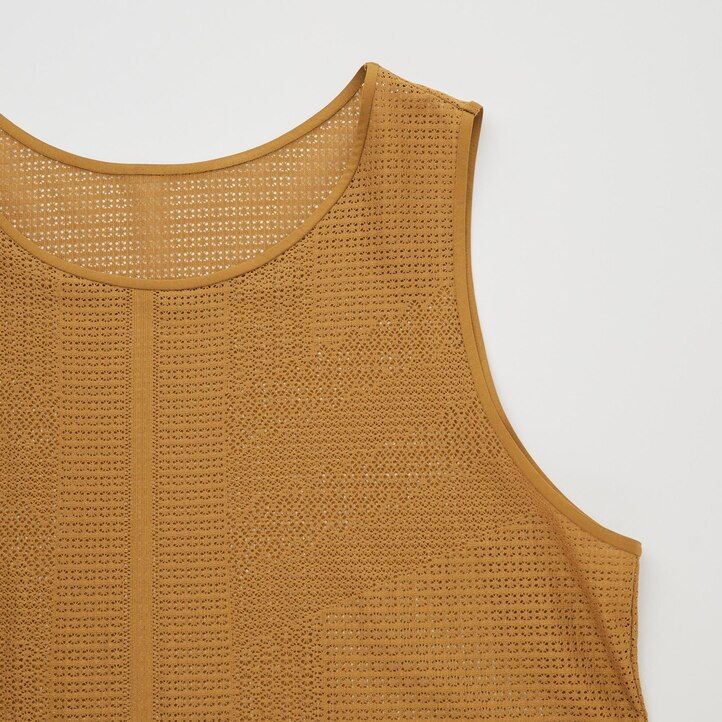 vestido maxi sin mangas de malla uniqlo marrón para mujer