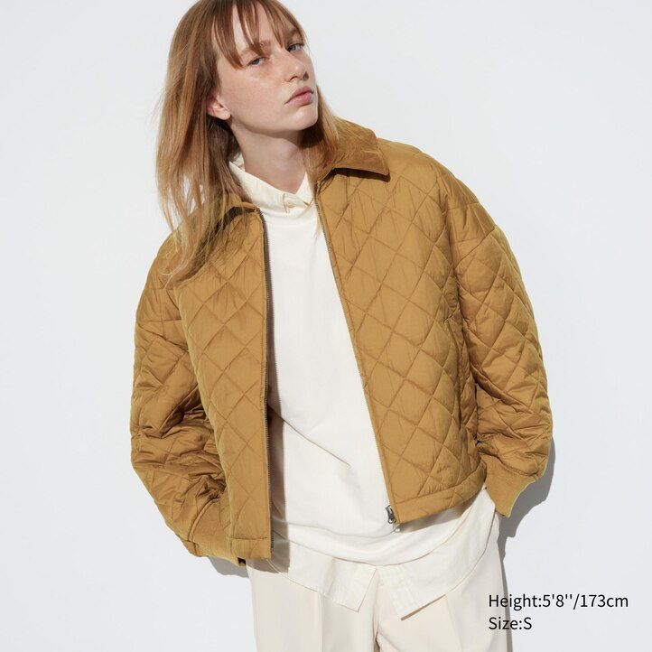 chaqueta acolchada cálida uniqlo marrón para mujer