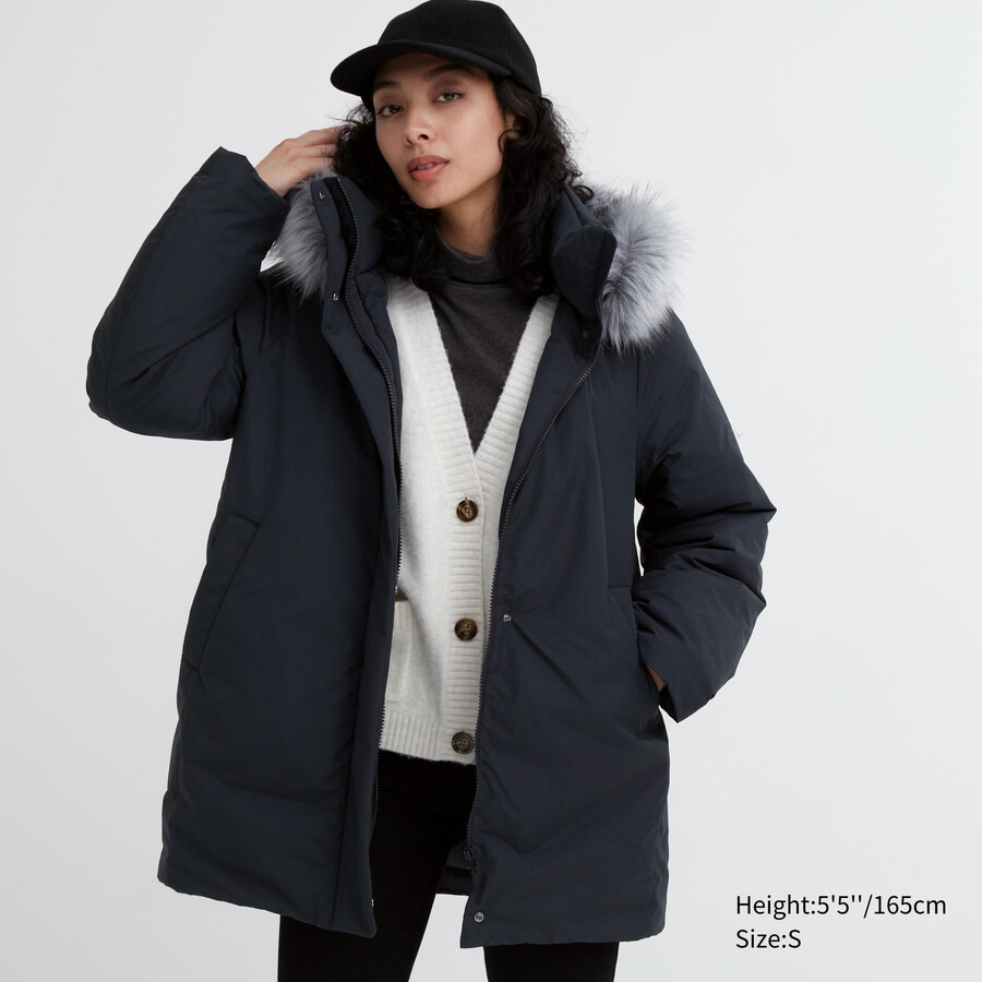 chaquetas híbridas de plumón uniqlo para mujer color negro