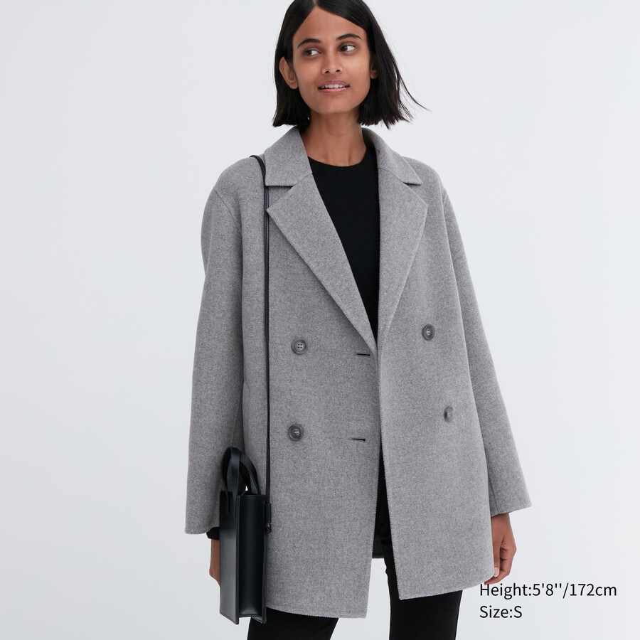 chaquetas de mujer de mezcla de lana uniqlo grises