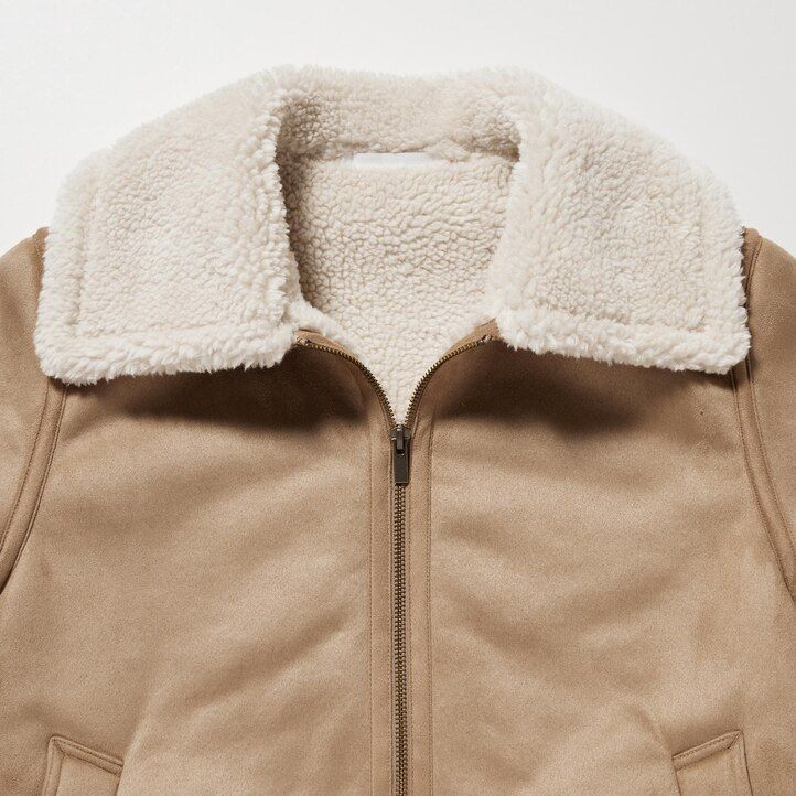 chaquetas beige uniqlo con forro de pelo para mujer