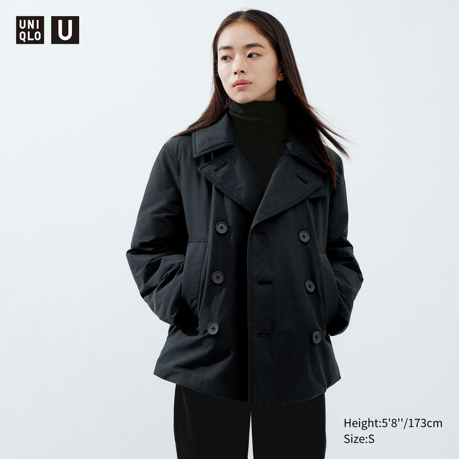 chaqueta corta acolchada uniqlo negra para mujer