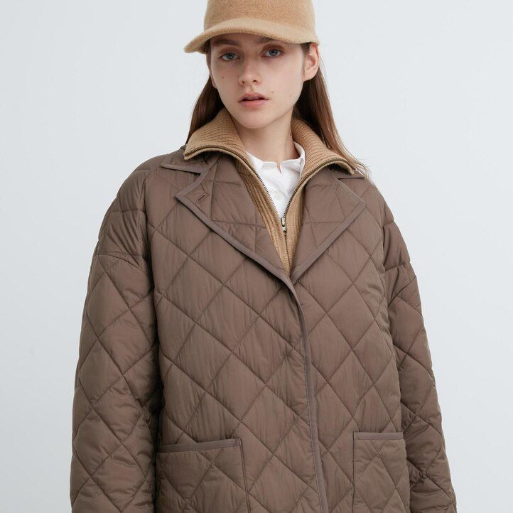 chaquetas acolchadas extragrandes y cálidas de uniqlo para mujer color gris