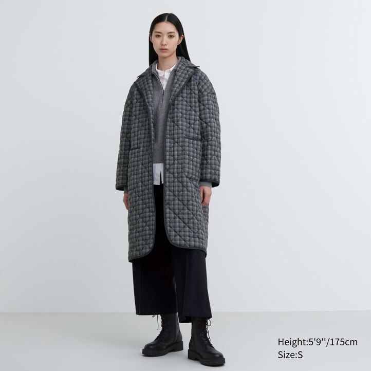 chaquetas acolchadas extragrandes y cálidas de uniqlo para mujer color gris