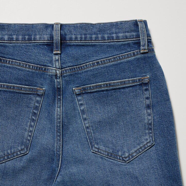 vaqueros ajustados de pierna recta y largo hasta el tobillo para mujer de uniqlo color negro