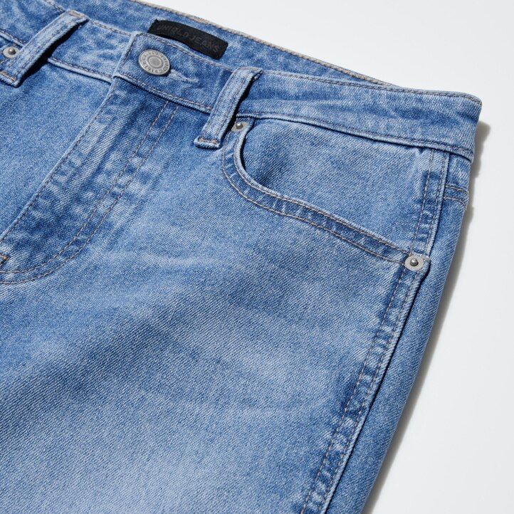 vaqueros ajustados de pierna recta y largo hasta el tobillo uniqlo para mujer color azul marino