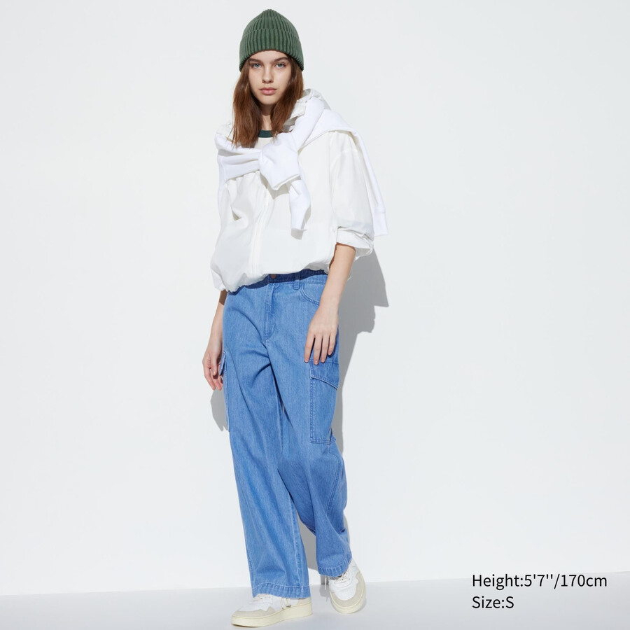 vaqueros azules uniqlo denim wide straight legrgo para mujer