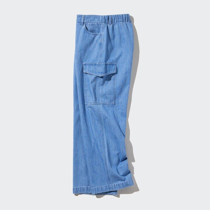 vaqueros azules uniqlo denim wide straight legrgo para mujer