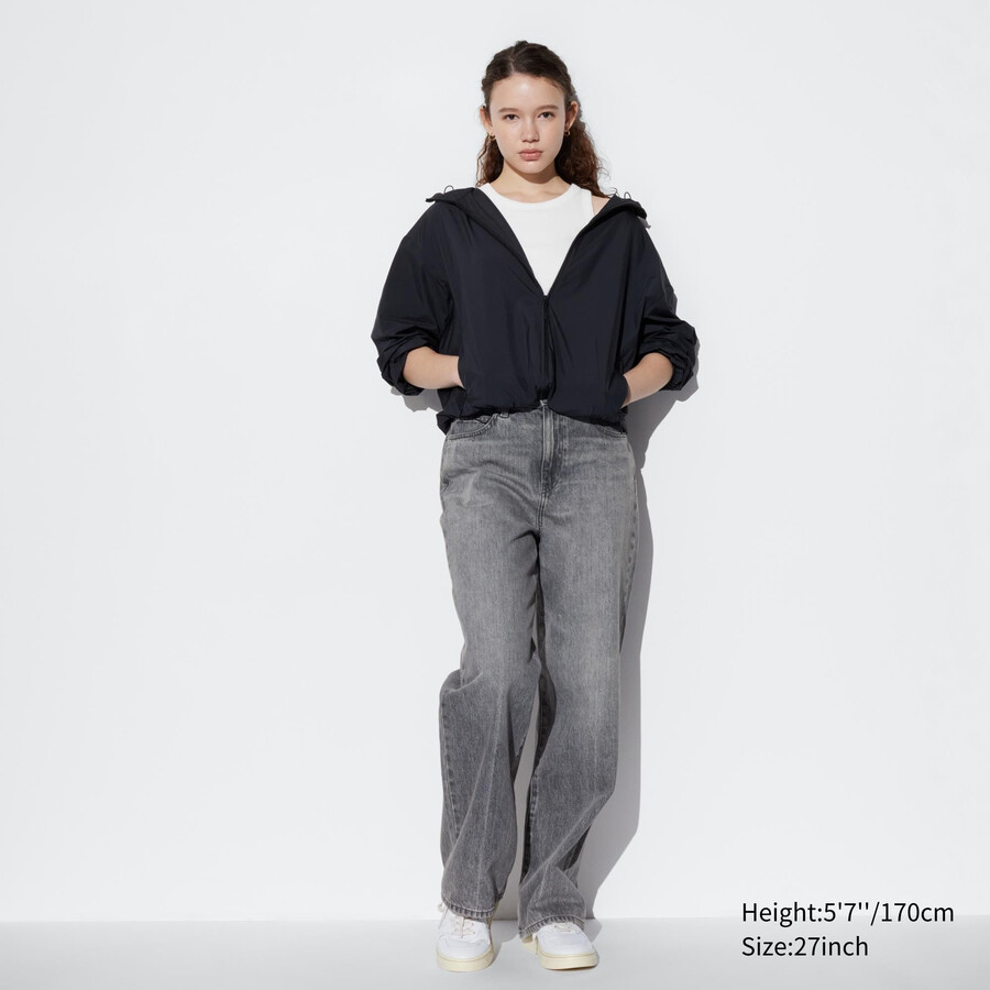 vaqueros rectos y anchos uniqlo para mujer color gris