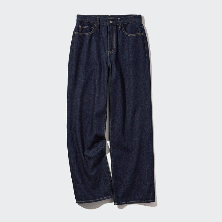vaqueros rectos y anchos uniqlo para mujer color gris