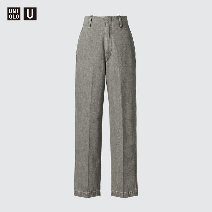 vaqueros rectos uniqlo para mujer gris oscuro