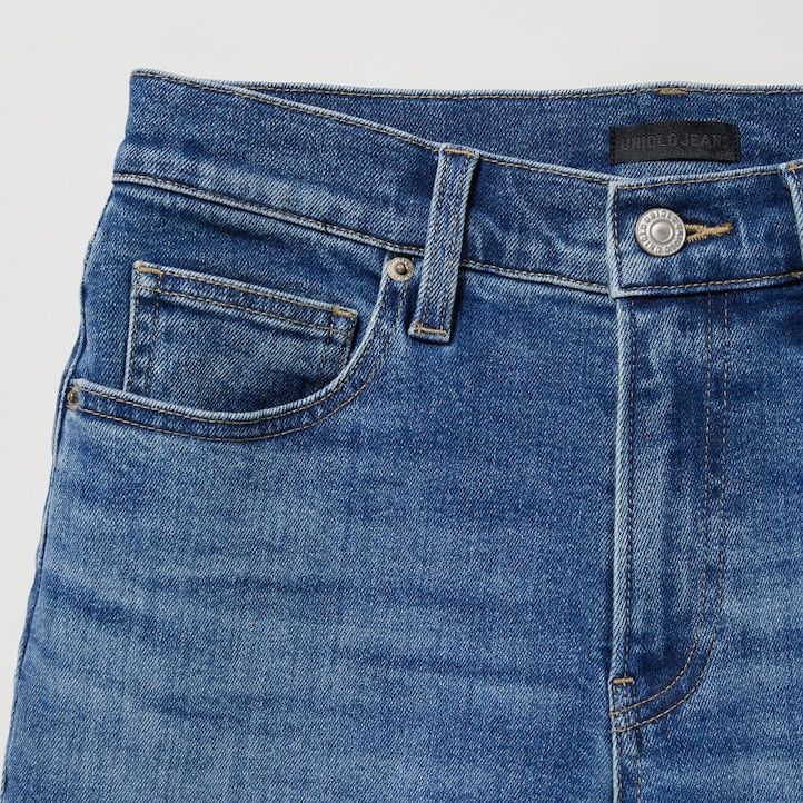 vaqueros ajustados de pierna recta uniqlo grises para mujer