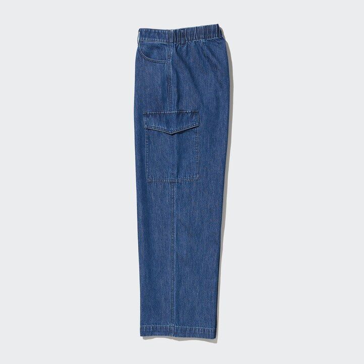 vaqueros uniqlo denim wide straight legrgo para mujer en azul