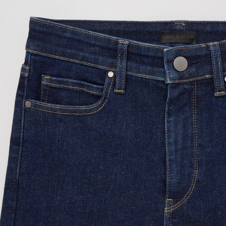 vaqueros ajustados de tiro alto y ultraelásticos uniqlo para mujer color azul marino