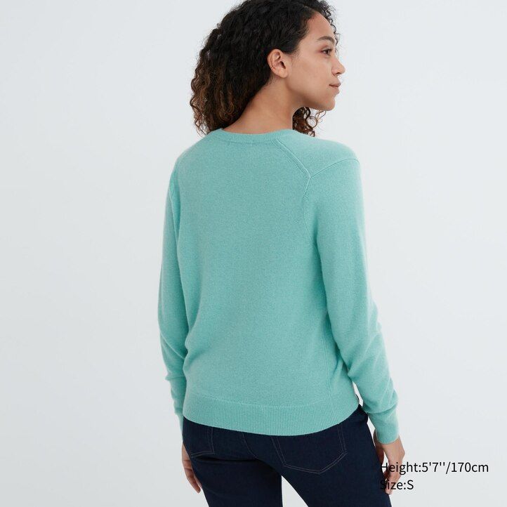 suéteres de mujer con cuello en v uniqlo 100pctshmere en rosa